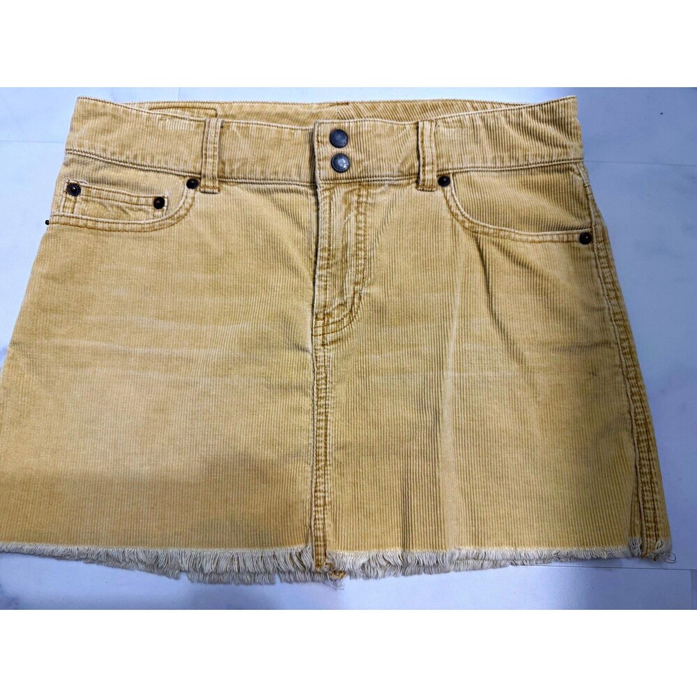 Abercrombie & Fitch Women’s Brown Corduroy Skirt Size 2 Frayed Hem Pockets